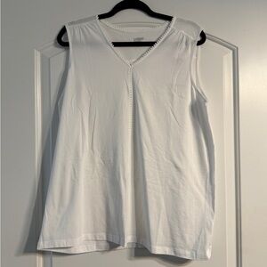 Lands' End White V-Neck Sleeveless Tank Top - Large - NWT